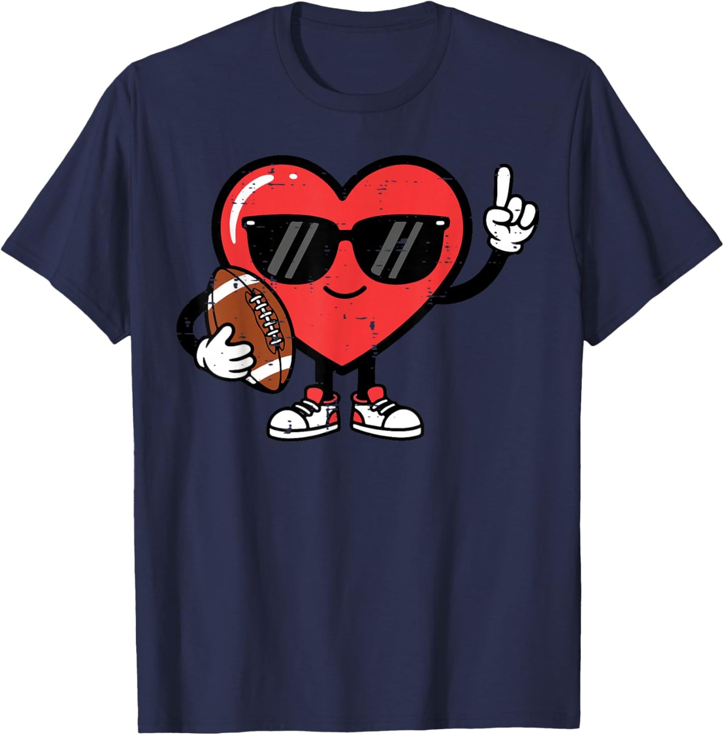 Valentines Day American Football Heart Boys Kids Men Youth T-Shirt - T-Shirt | Navy