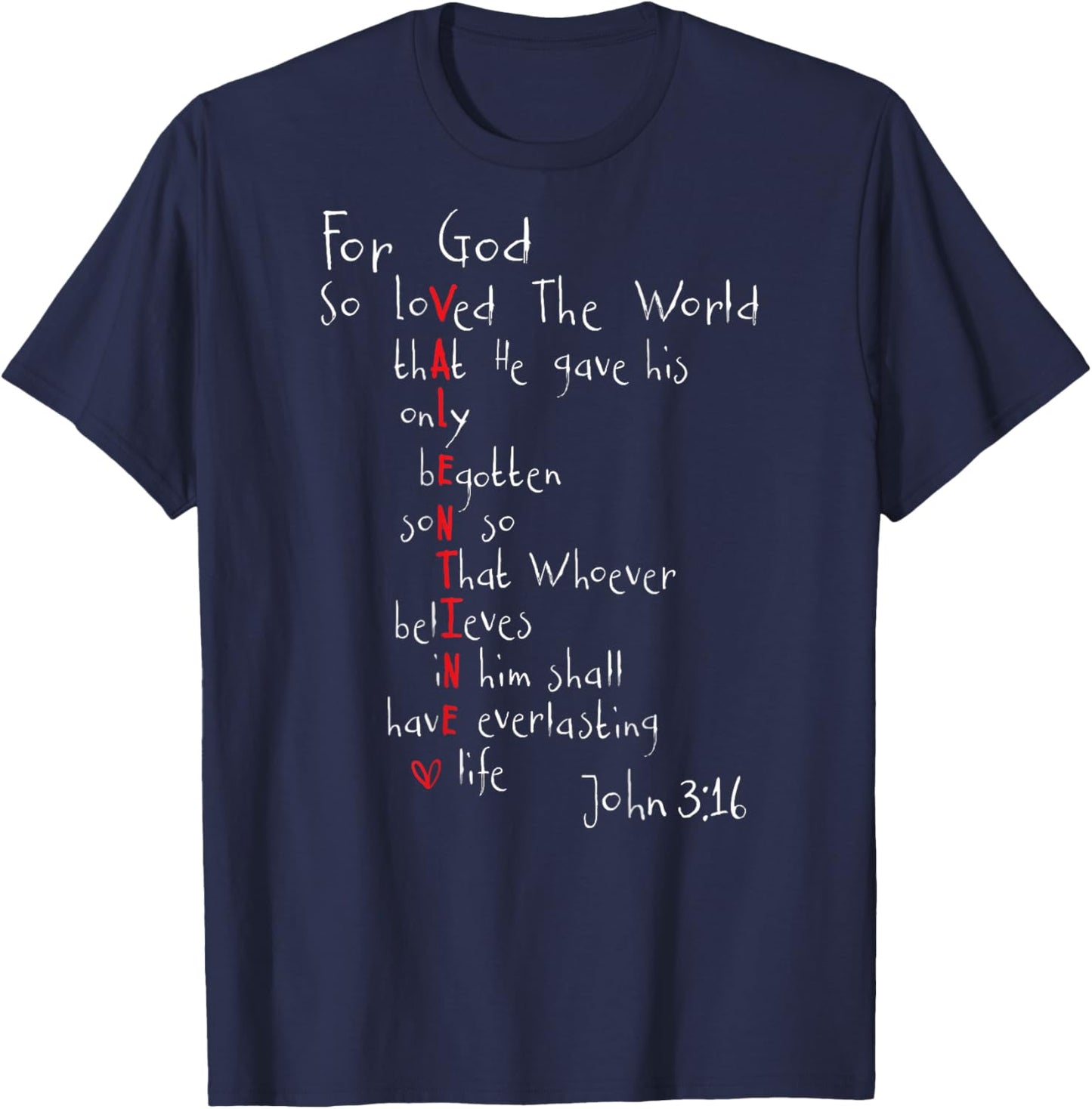 Christian Valentine Scripture Bible Love Verse (On Back) T-Shirt - T-Shirt | Navy