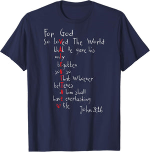 Christian Valentine Scripture Bible Love Verse (On Back) T-Shirt - T-Shirt | Navy