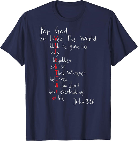 Christian Valentine Scripture Bible Love Verse (On Back) T-Shirt - T-Shirt | Navy