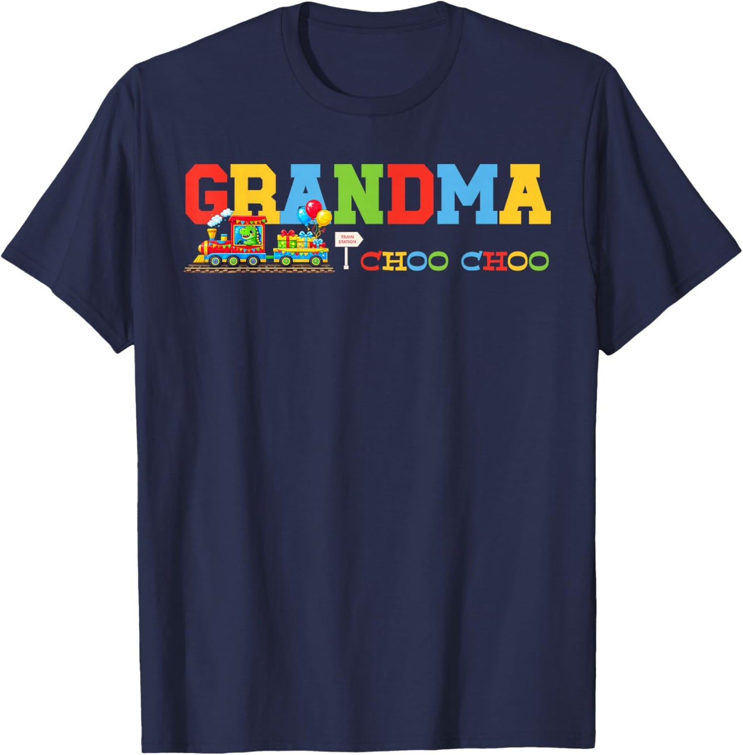 Train Birthday Grandma T-Shirt - T-Shirt | Navy
