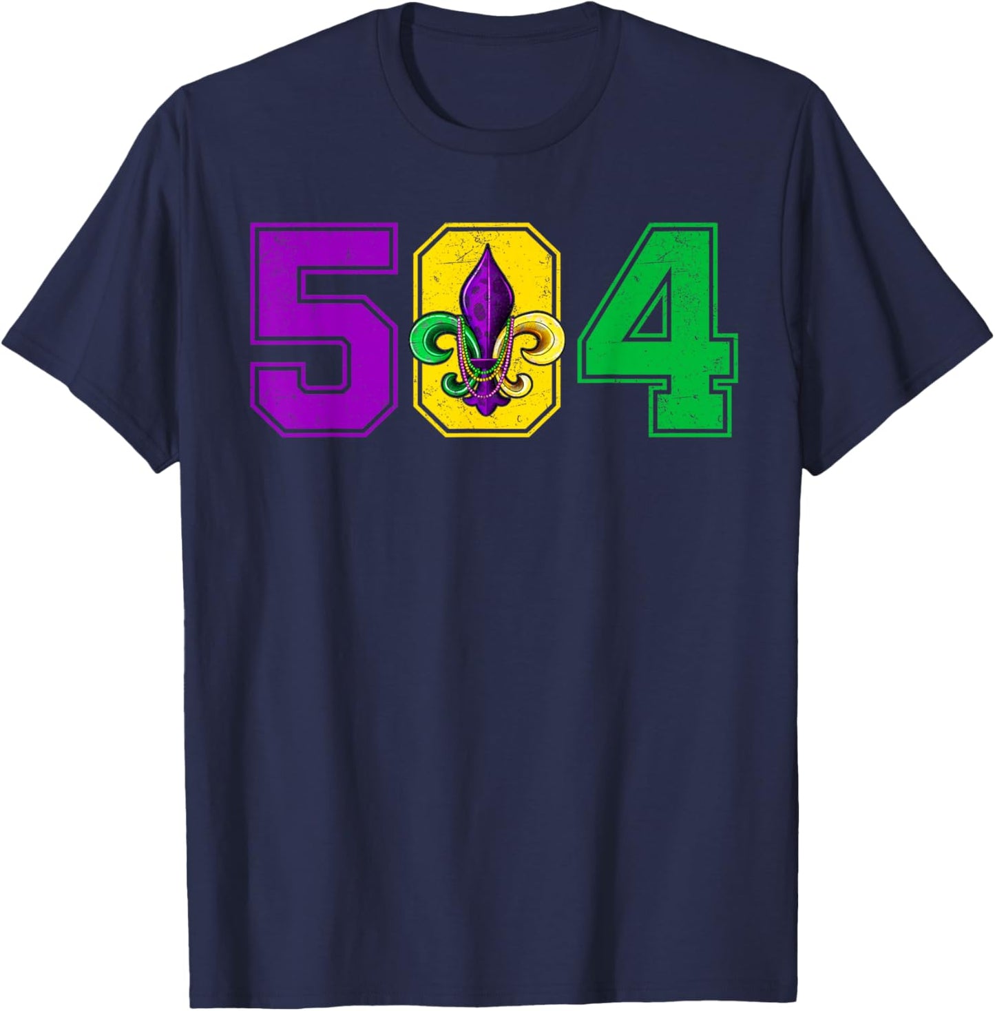 504 Fleur De Lis Mardi Gras Fat Tuesday New Orleans Parade T-Shirt - T-Shirt | Navy