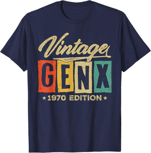 Retro Vintage Gen X 1970 Edition 56 Years Old 56th Birthday T-Shirt - T-Shirt | Navy