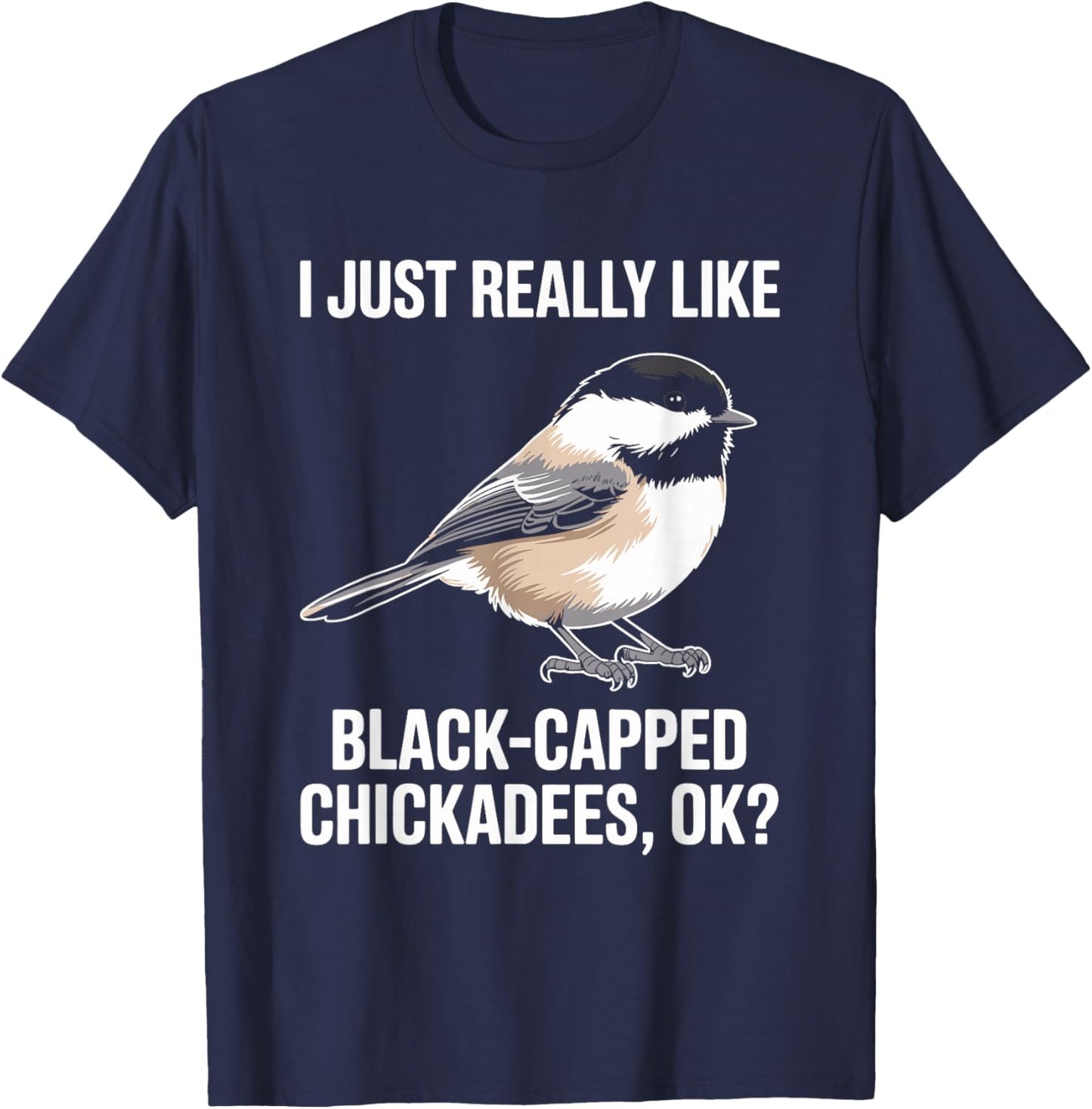 Black-Capped Chickadee Bird T-Shirt - T-Shirt | Navy