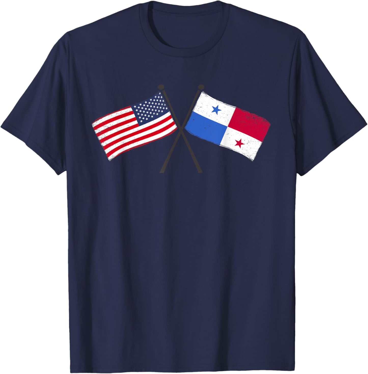 USA Panama Crossed Flags American Panamanian Friendship T-Shirt - T-Shirt | Navy