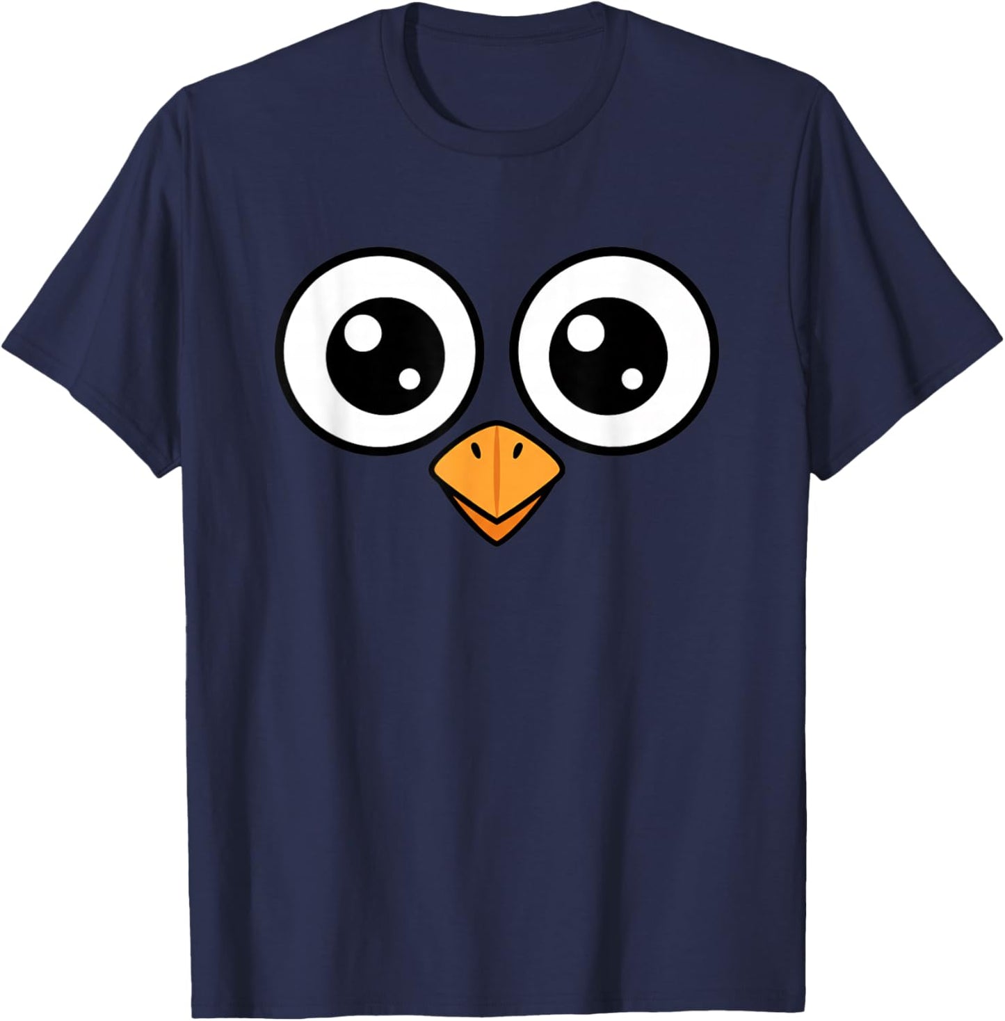 Bird Big-Eyed Cartoon Face Playful Feathered Vibe T-Shirt - T-Shirt | Navy