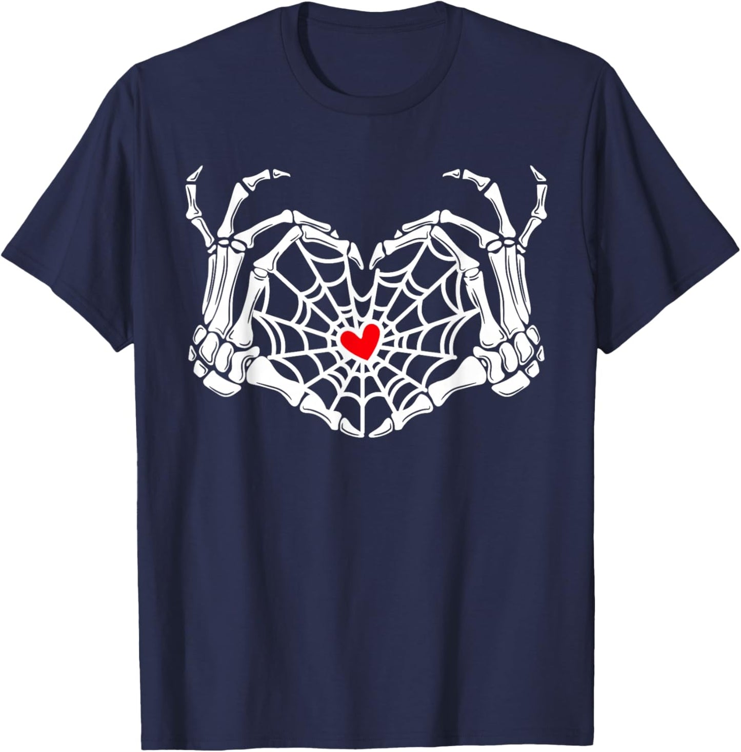 Retro Skeleton Hands Heart Sign Halloween Costume Women Girl T-Shirt - T-Shirt | Navy