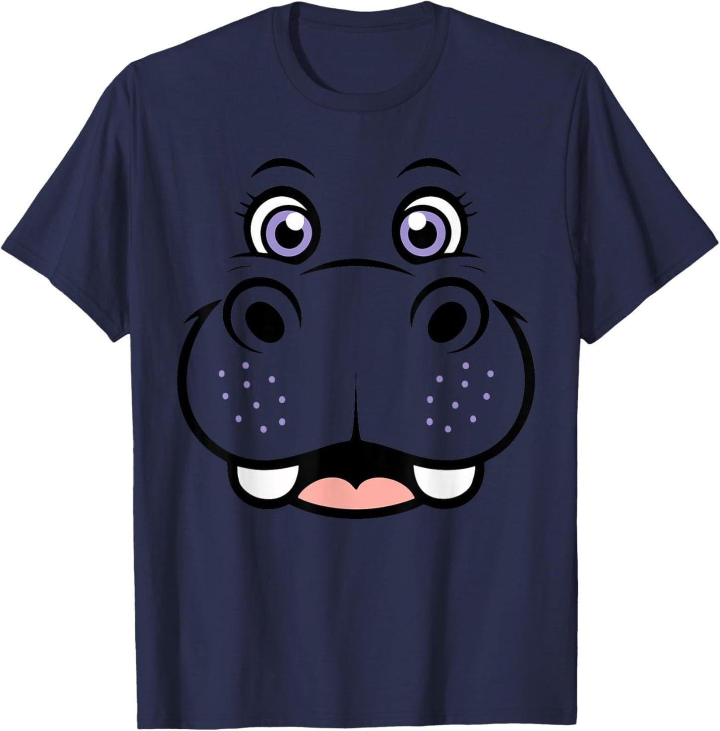 Hippo Shirt Adult Kids Men Women Hippopotamus Face Costume T-Shirt - T-Shirt | Navy