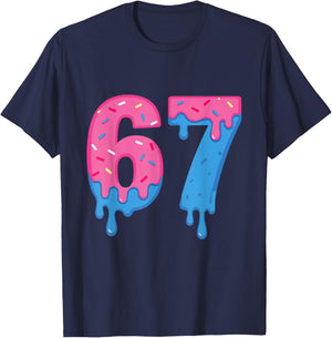Donut 67 Meme Fun Six Seven Sprinkles Design T-Shirt - T-Shirt | Navy