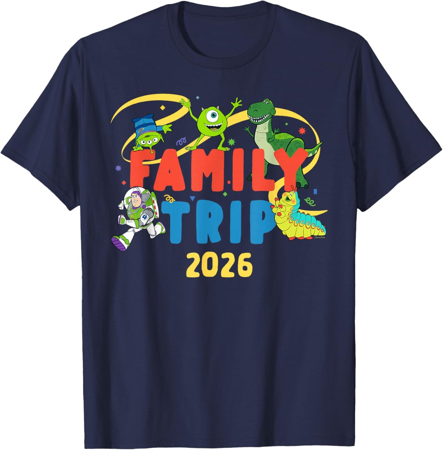 Disney and Pixar Characters Vacation Party Family Trip 2026 T-Shirt - T-Shirt | Navy