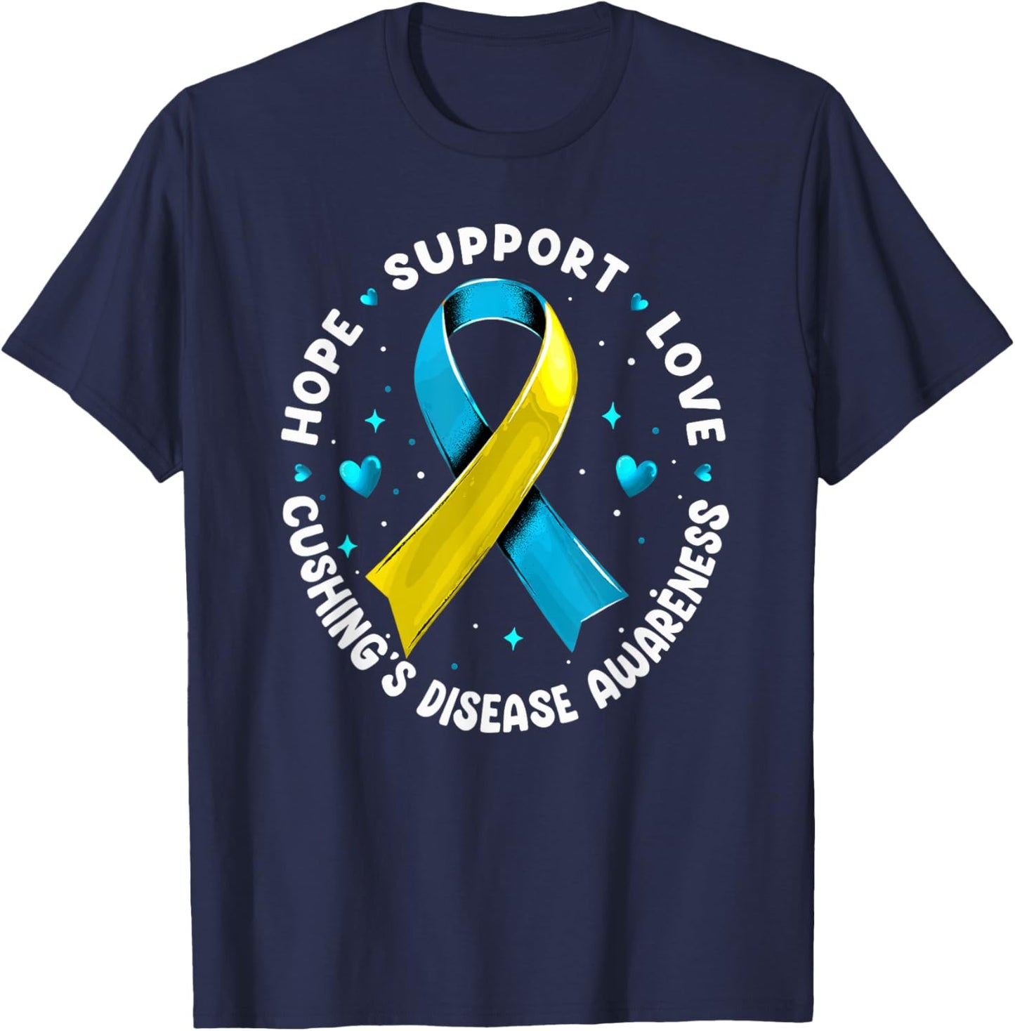 Hope Support Love Cushing's Disease Awareness T-Shirt - T-Shirt | Navy