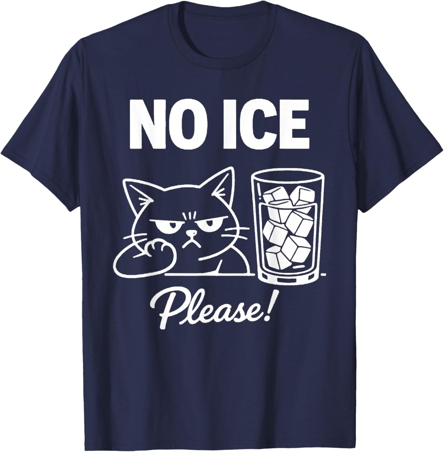 No Ice Please Cat Abolish ICE Funny Anti-Ice Kitten Meme T-Shirt - T-Shirt | Navy