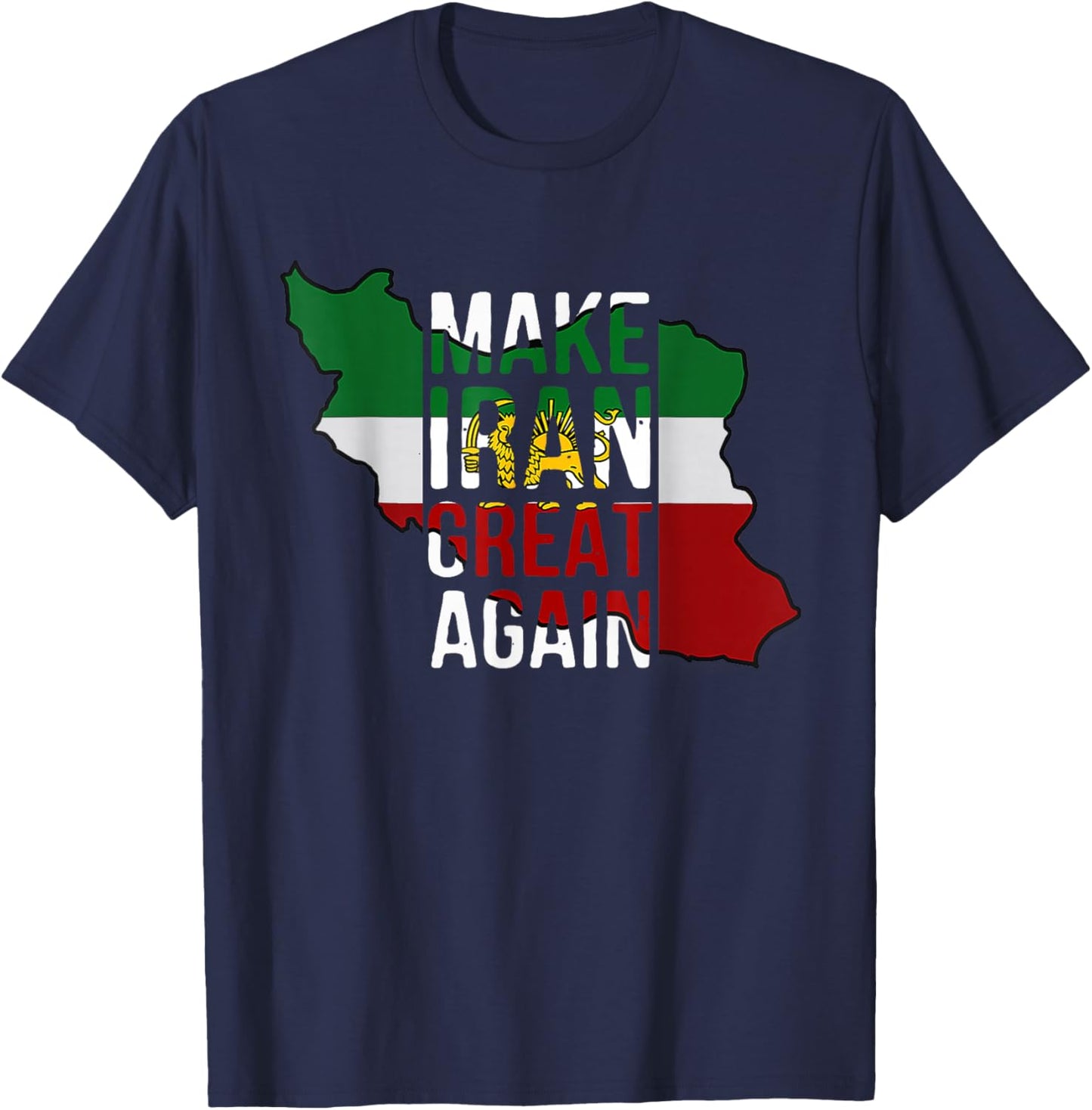 Iranian Shirt Make Iran Great Again Emblem of Iran MIGA T-Shirt - T-Shirt | Navy