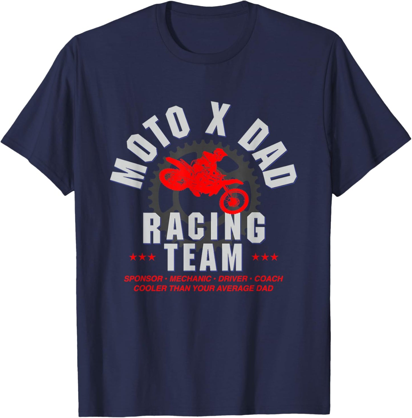 Moto Dad Dirt Bike MX Racing Birthday Gift T-Shirt - T-Shirt | Navy