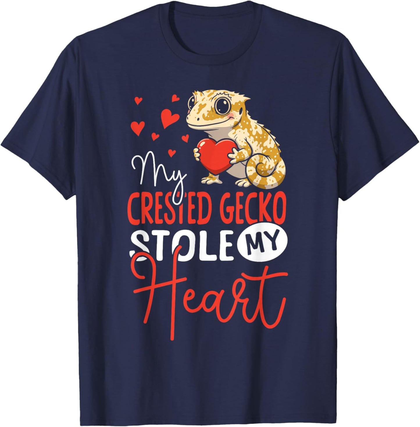 Crested Gecko Valentines Day My Crested Gecko Stole My Heart T-Shirt - T-Shirt | Navy