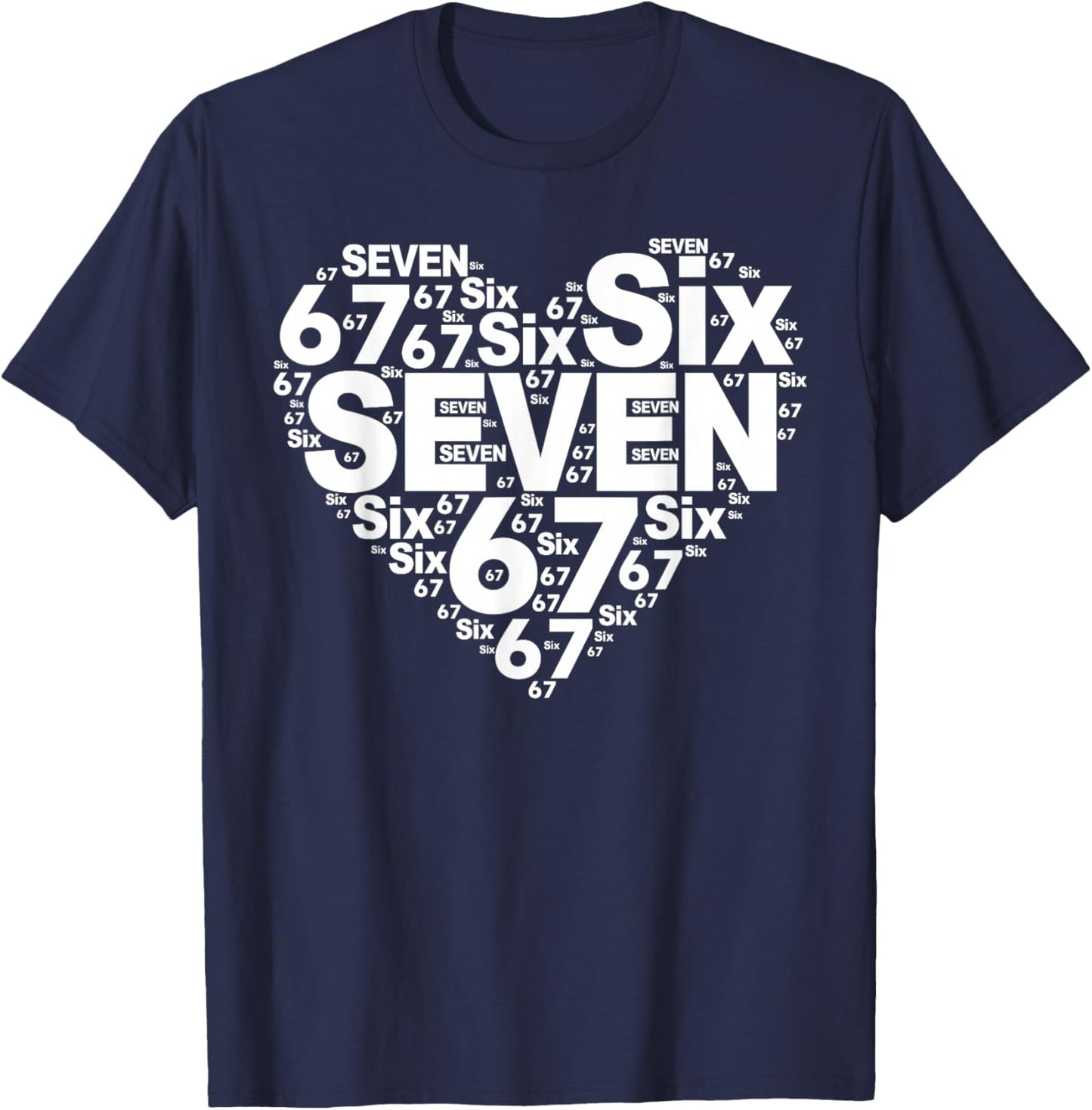 Funny 67 Meme Six Seven Heart Matching Couples Valentines T-Shirt - T-Shirt | Navy