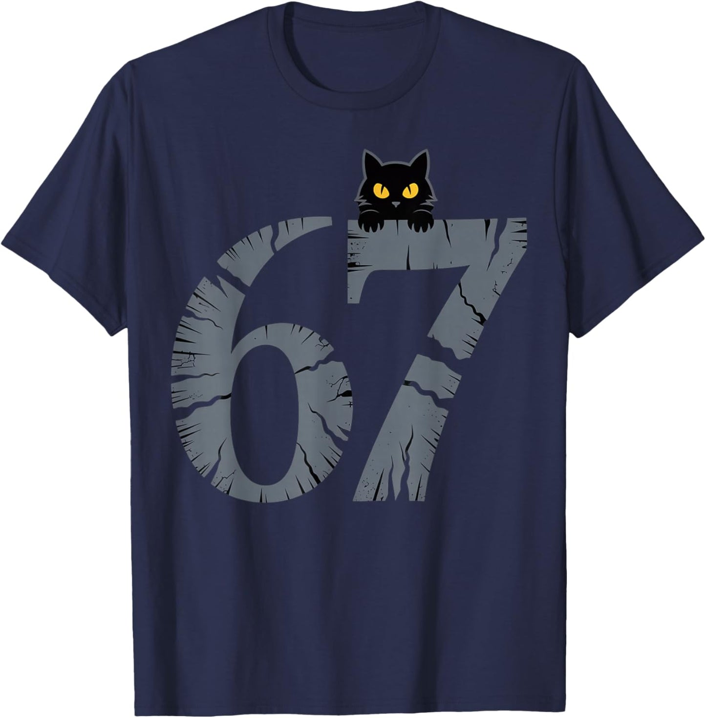 Black Cat Six Seven Meme Teacher 6 7 Halloween Costume T-Shirt - T-Shirt | Navy