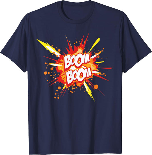 Boom Boom Comic Explosion – Funny Cartoon Graphic T-Shirt - T-Shirt | Navy