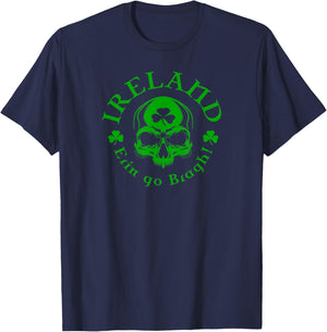 Ireland Erin Go Bragh! Skull T-Shirt - T-Shirt | Navy