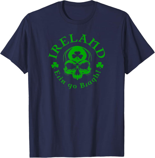 Ireland Erin Go Bragh! Skull T-Shirt - T-Shirt | Navy