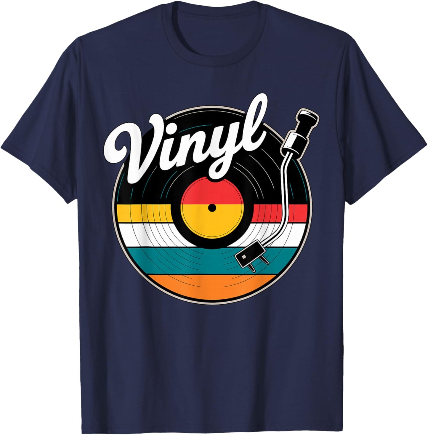 Vinyl Record Turntable Retro Music T-Shirt - T-Shirt | Navy