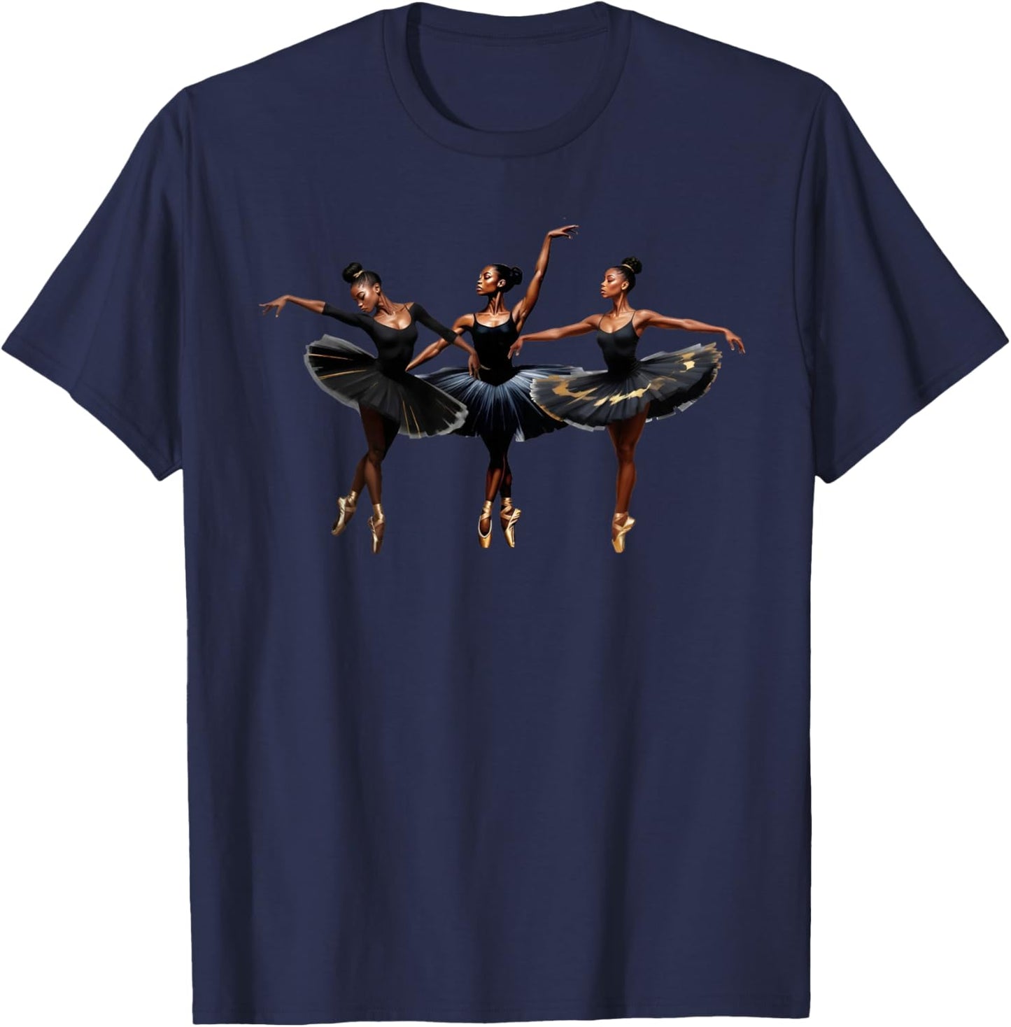 Black African American Ballerina Ballet Dancing Girls Dance T-Shirt - T-Shirt | Navy