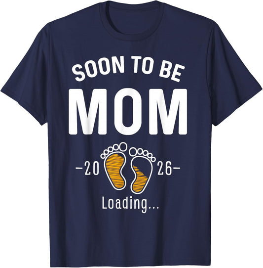 Soon to Be Mom Est 2026 Loading First Time Mama T-Shirt - T-Shirt | Navy