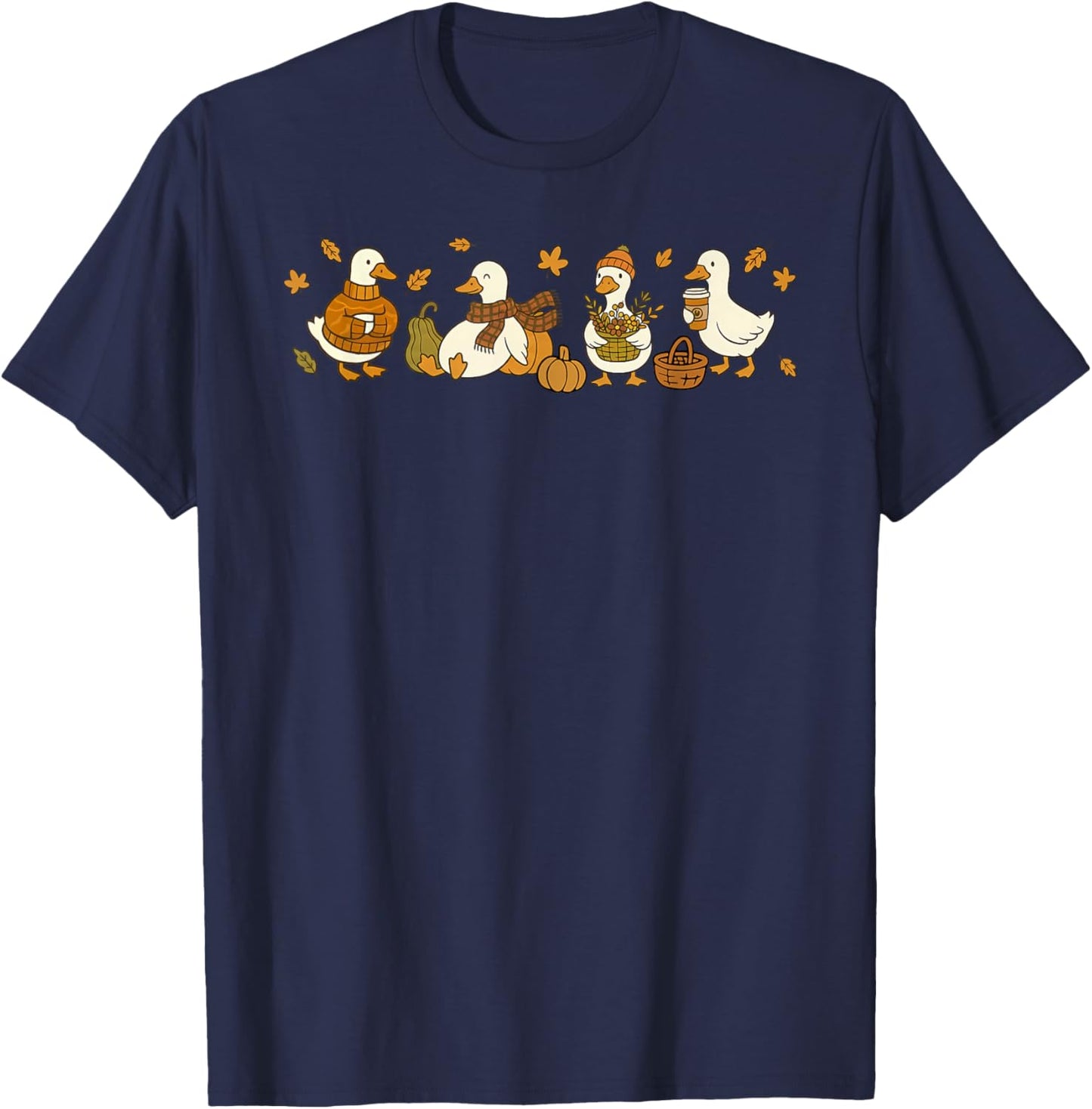 Fall Goose Thanksgiving T-Shirt - T-Shirt | Navy