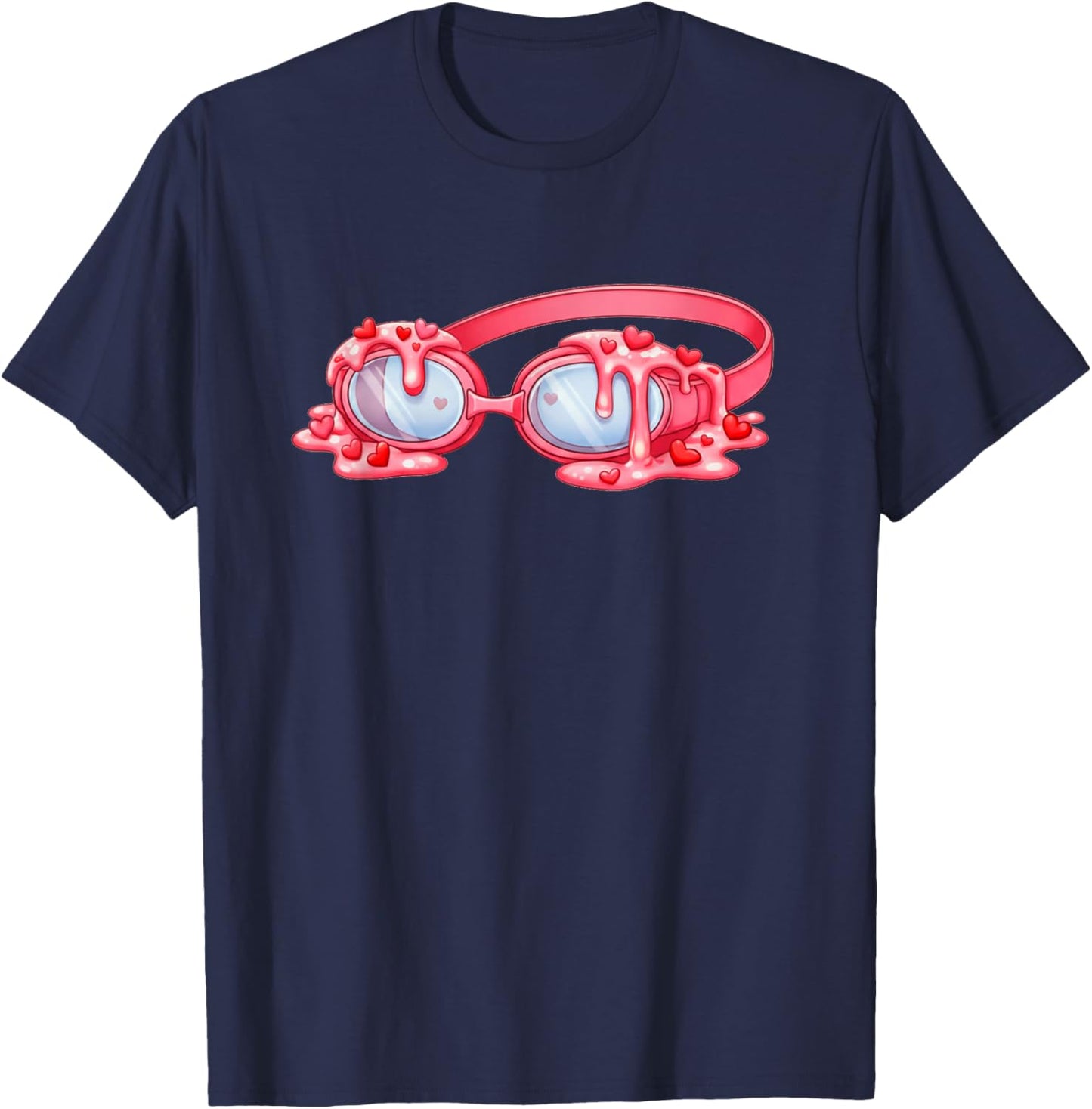 Swimming Valentines Day Ice Cream Drip Heart Swimmer Boys T-Shirt - T-Shirt | Navy