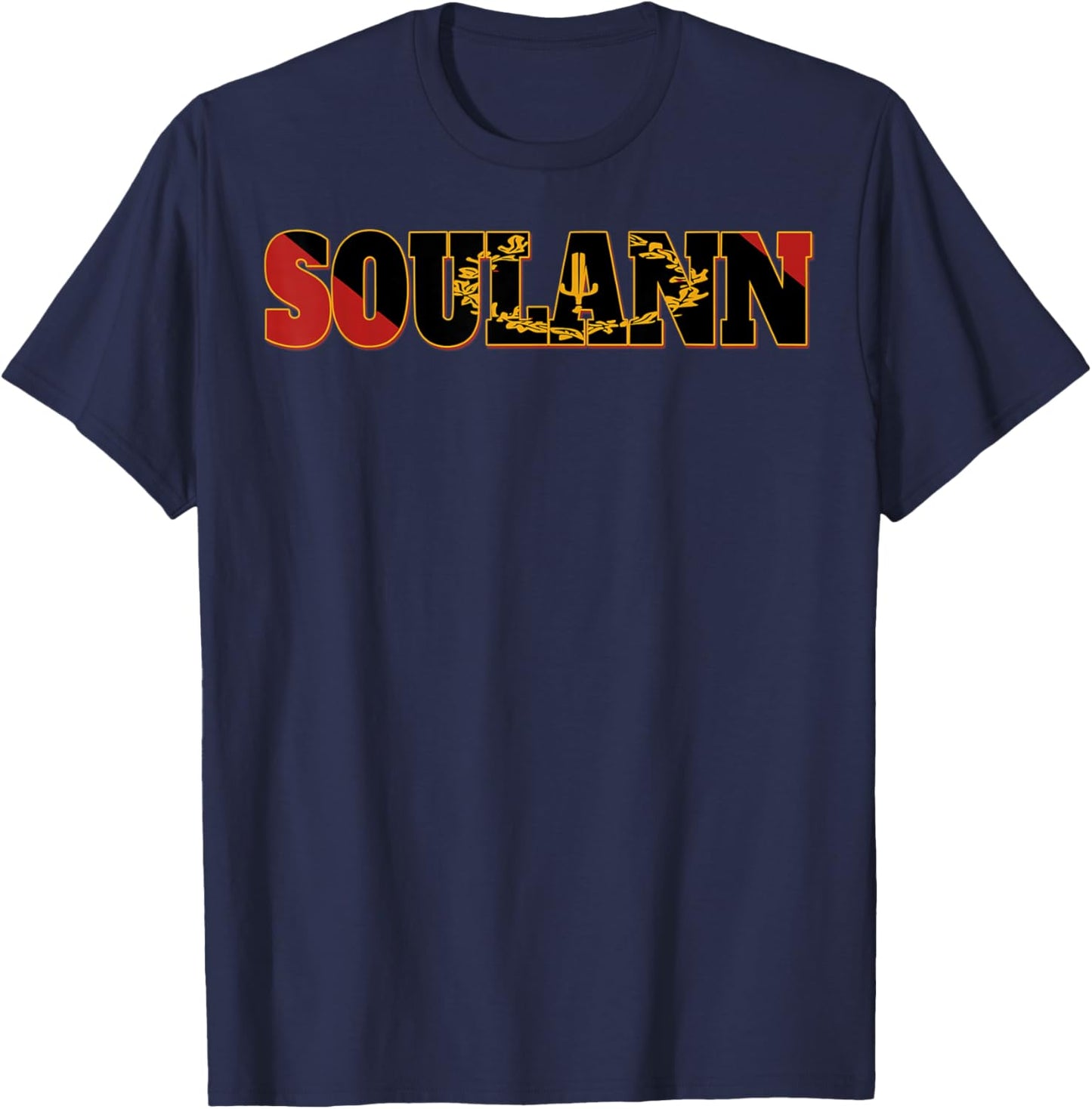 SOULANN Flag Emblem Power Soul Black American Heritage Art T-Shirt - T-Shirt | Navy