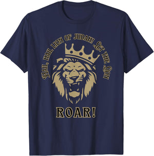 Hail Lion of Judah Let The Lion Roar King Jesus T-Shirt - T-Shirt | Navy