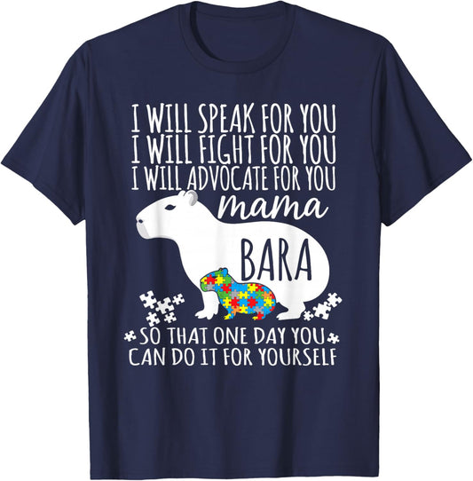 Autism Mom Capybara Mamabara Neurodiversity Advocacy Puzzle T-Shirt - T-Shirt | Navy