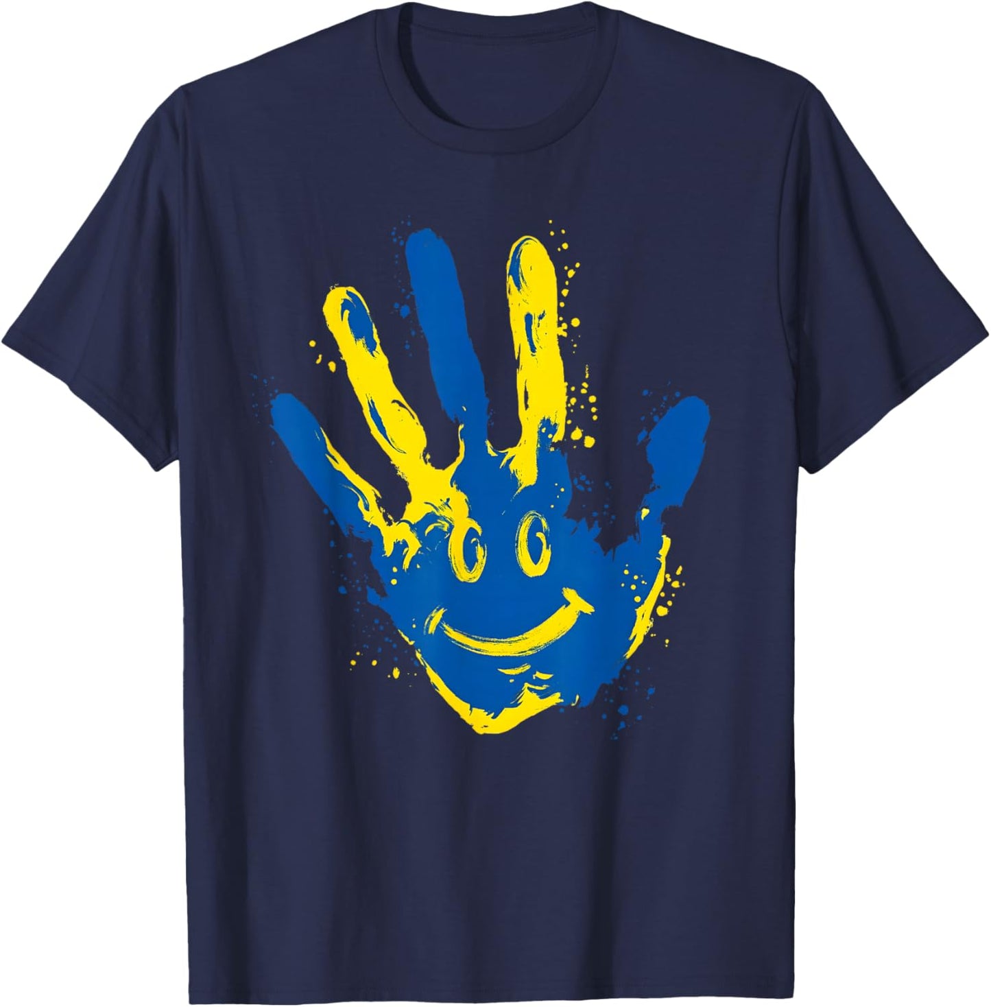 Down Syndrome Awareness Retro Hand Smile T21 Men Women Kids T-Shirt - T-Shirt | Navy