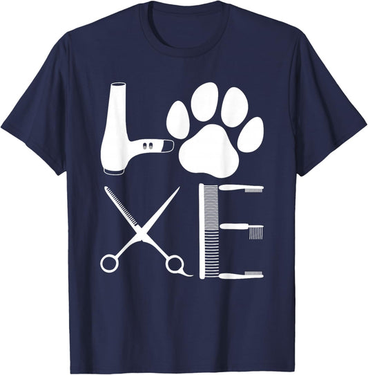 Funny Dog Grooming Art Women Pet Groomer Dog Groomer T-Shirt - T-Shirt | Navy