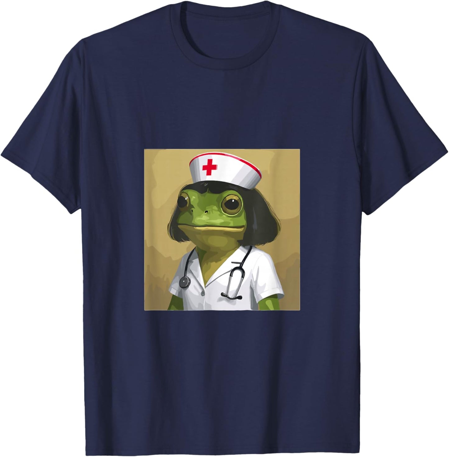 Funny Frog Bob Haircut Meme Funny Nurse T-Shirt - T-Shirt | Navy