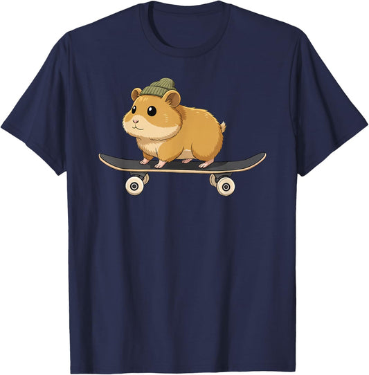 Funny Hamster Skater Skateboard Animal Lover Boys Girls Kids T-Shirt - T-Shirt | Navy