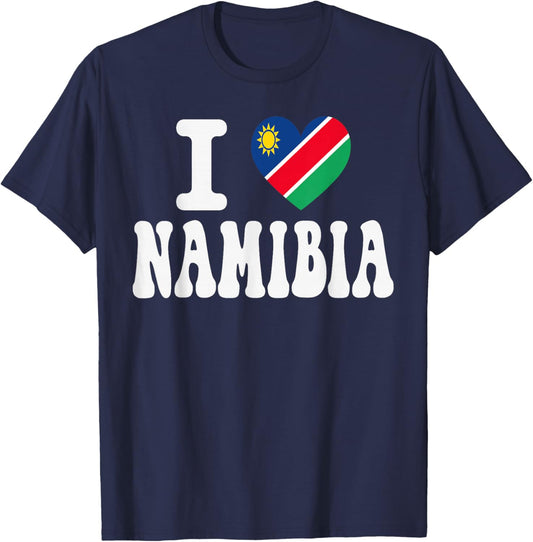 I Love Namibia Heart Flag Retro Travel Souvenir T-Shirt - T-Shirt | Navy