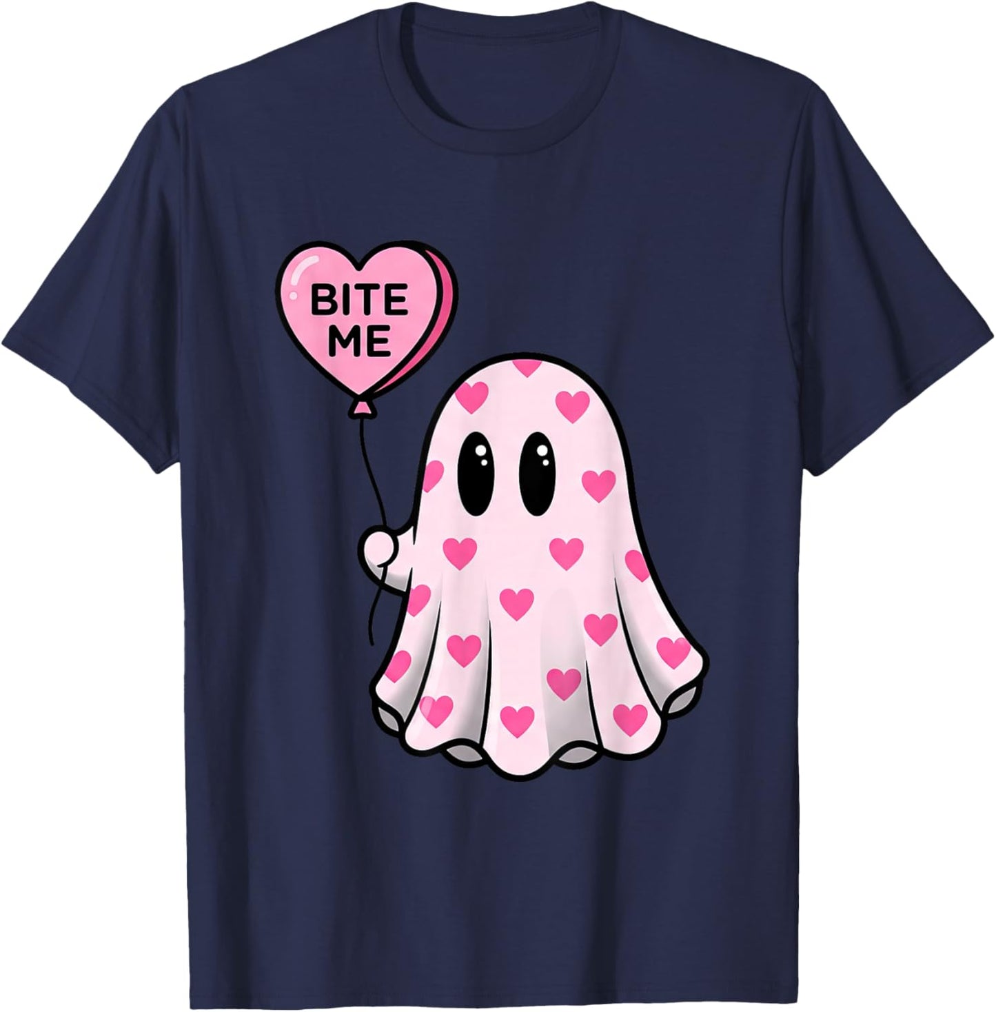 Bite Me Ghost Heart Valentine's T-Shirt - T-Shirt | Navy