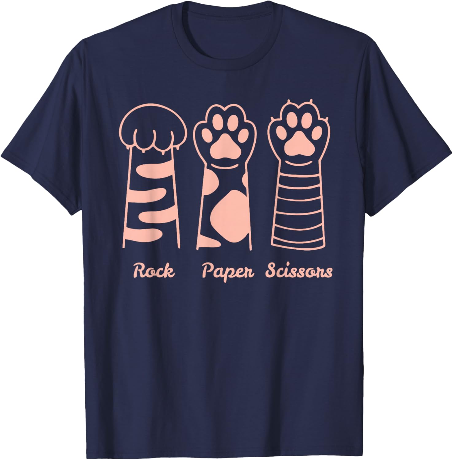 Funny Cat Paw Rock Paper Scissors T-Shirt - T-Shirt | Navy