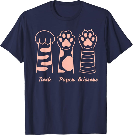 Funny Cat Paw Rock Paper Scissors T-Shirt - T-Shirt | Navy