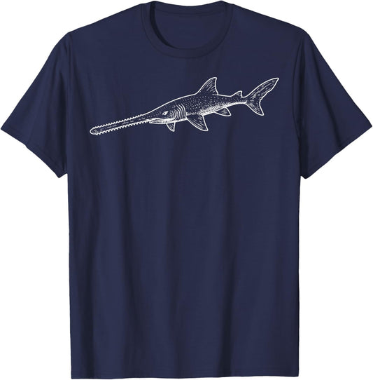 Sawfish Illustration Carpenter Shark Fisherman T-Shirt - T-Shirt | Navy