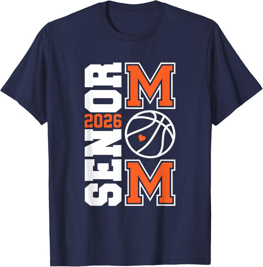 Senior Basketball mom Class of 2026 Player Graduation Grad T-Shirt - T-Shirt | Navy