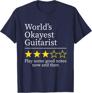World’s Okayest Guitarist Funny Guitar Player Music Lover T-Shirt - T-Shirt | Navy