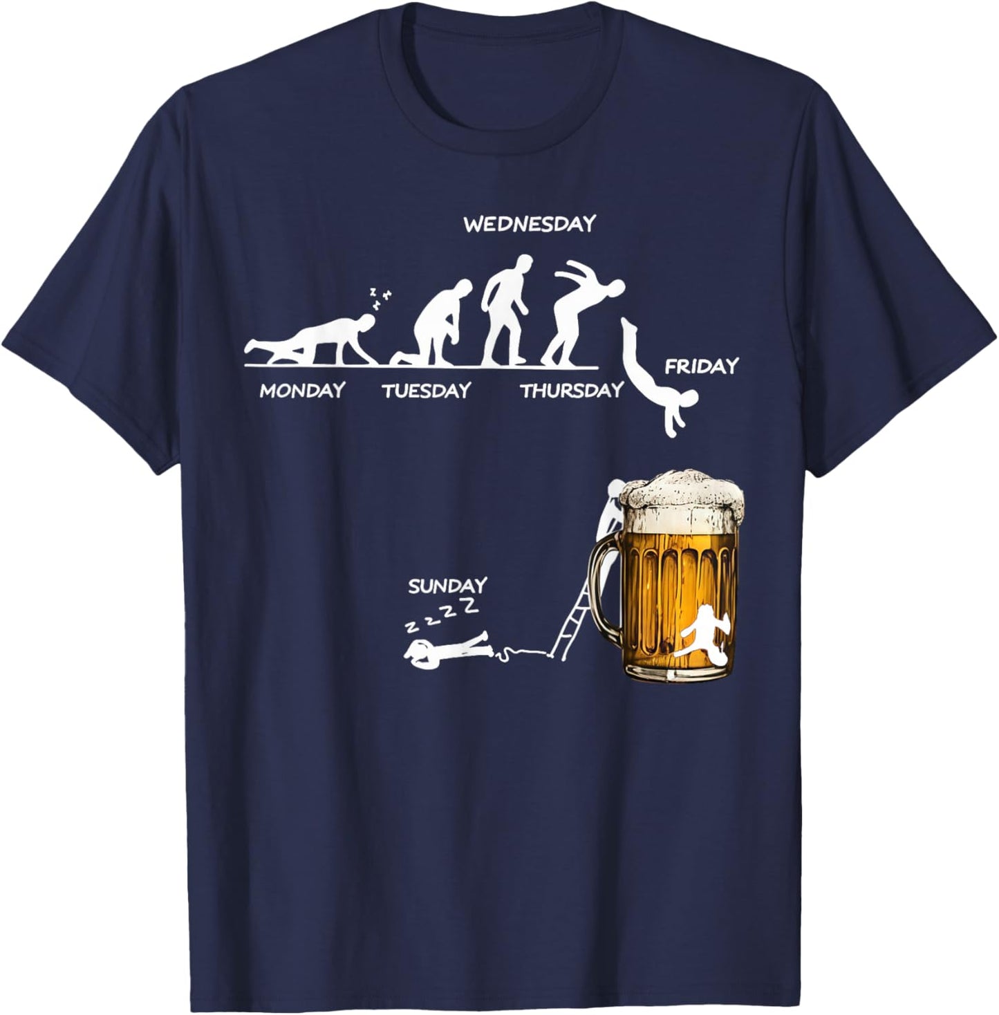 Monday Tuesday Thursday Friday Saturday Sunday Beer Drinking T-Shirt - T-Shirt | Navy