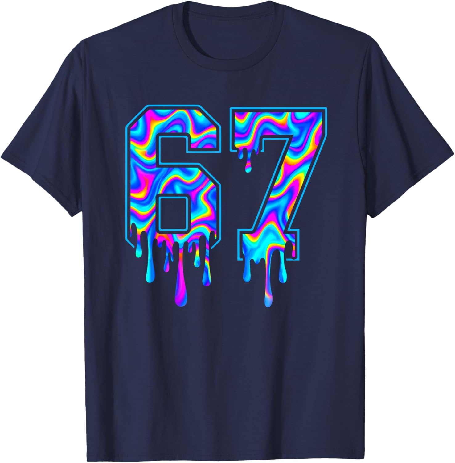 Swirl Six Seven Drip 6 7 Meme Gen Alpha Slang T-Shirt - T-Shirt | Navy
