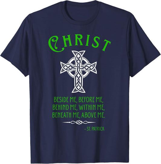 Irish Celtic-Cross Saint Catholic Green Christian St Patrick T-Shirt - T-Shirt | Navy