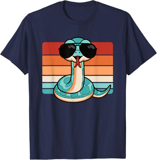 Cool Retro Snake Lover Funny Reptile Men Boys Kids T-Shirt - T-Shirt | Navy