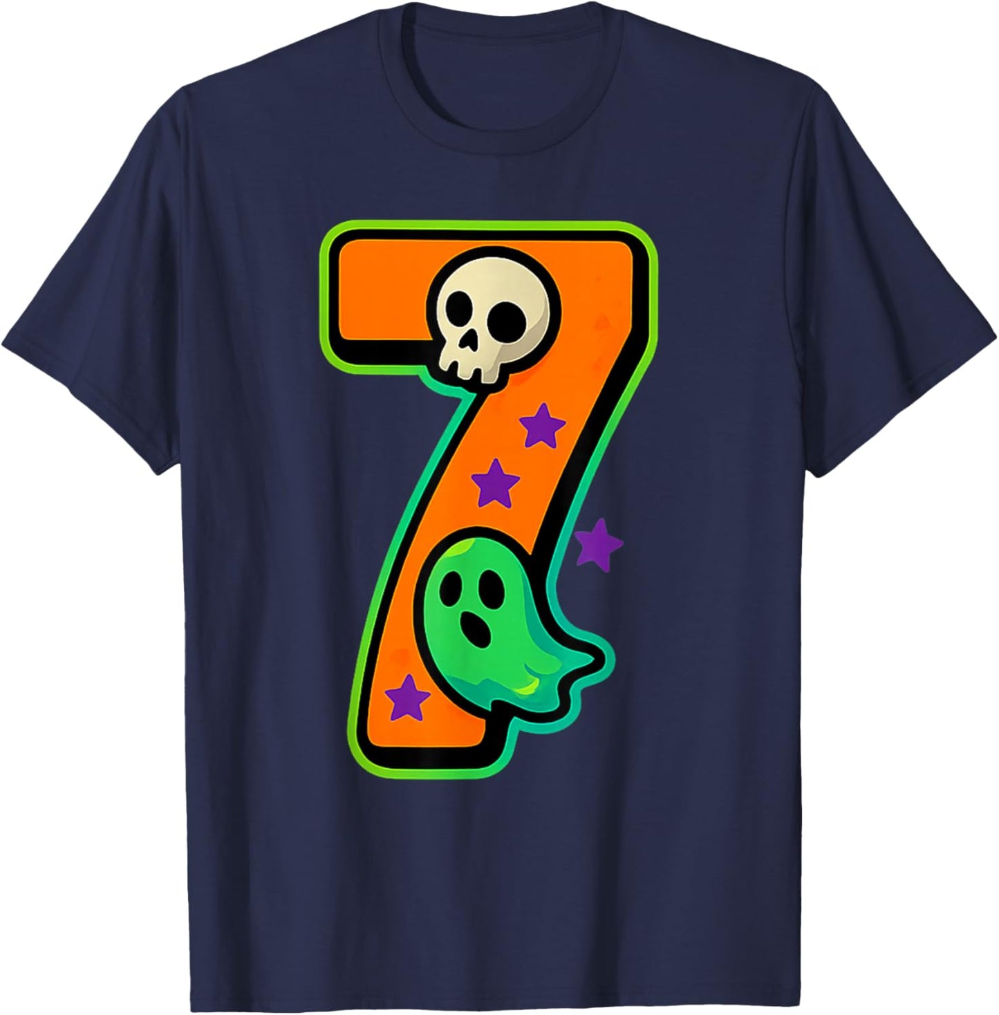 Number 7 Funny Meme Saying 6 7 Six Seven Halloween T-Shirt - T-Shirt | Navy