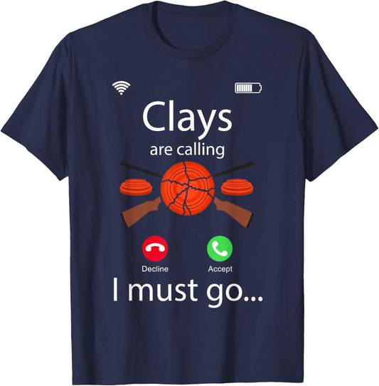 Shotgun Skeet Trap Clay Pigeon Shooting Phone Display Clays T-Shirt - T-Shirt | Navy