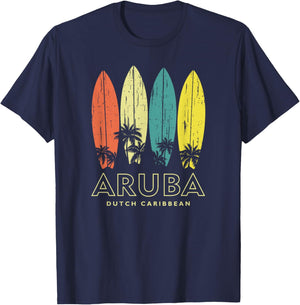 Vintage Aruba Surfboards Girls Boys Souvenir T-Shirt - T-Shirt | Navy